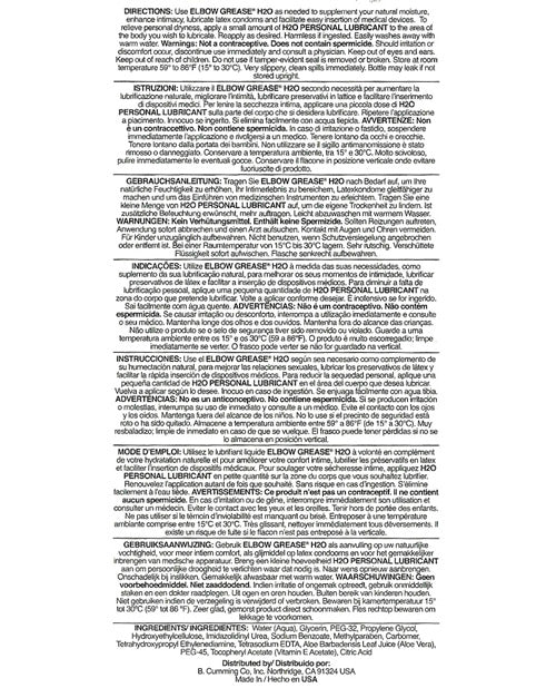 Elbow Grease H2o Personal Lubricant - Oz