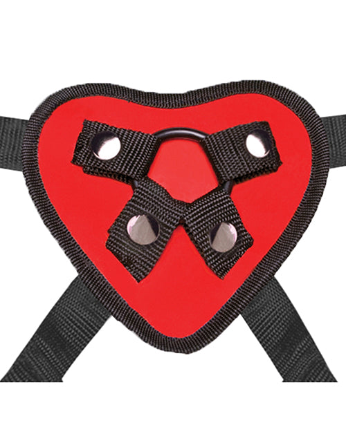 Lux Fetish 5" Dildo W/red Heart Strap On Harness Set