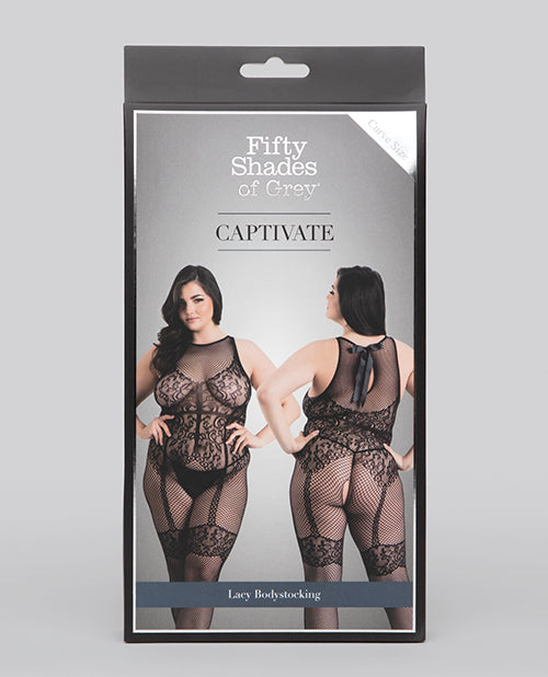 Fifty Shades Of Grey Captivate Lacy Body Stocking Black O/s Curve
