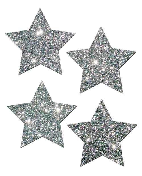 Pastease Premium Petites Glitter Star - Silver O-s Pack Of 2 Pair