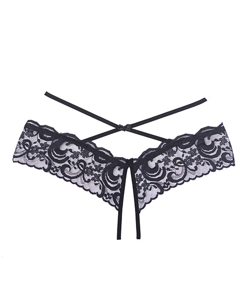 Adore Dare Me Cross Waist Open Lace Panty Black O-s
