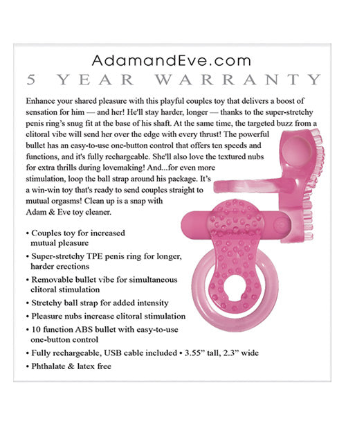 Adam & Eve Couples Enhancer Rechargeable Cock Ring - Pink