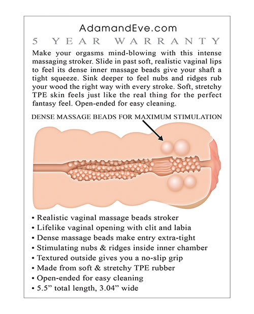 Adam & Eve Adam's Tight Stroker W-massage Beads - Ivory