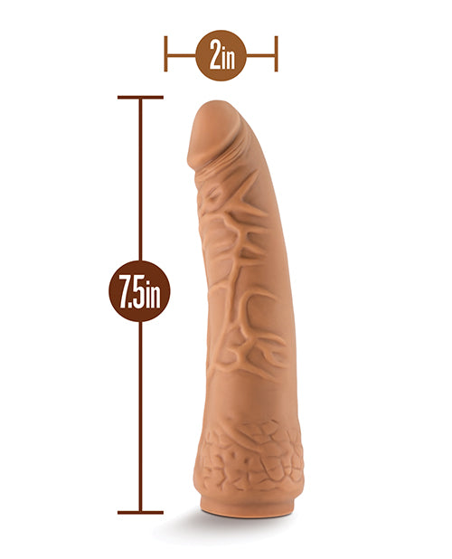 Blush Lock On 7.5" Hexanite Dildo W-suction Cup Adapter - Mocha