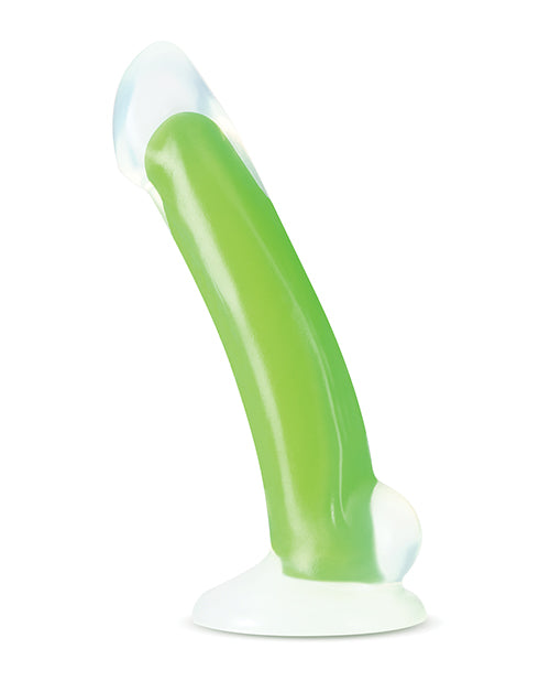 Blush Neo Elite Glow In The Dark Omnia 7" Silicone Dual Density Dildo - Neon Green