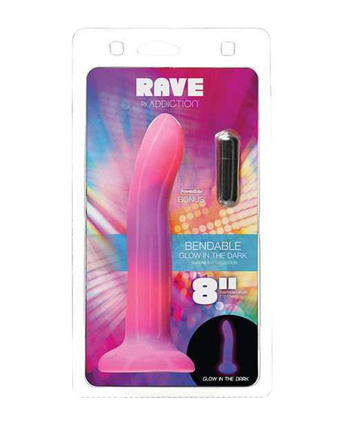 Addiction 8" Rave Glow In The Dark Dong - Pink-purple