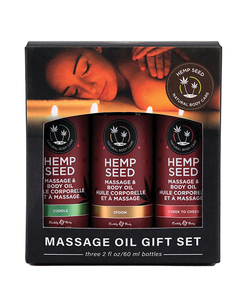 Earthly Body 2023 Valentines Massage Oil Gift Set - 2 Oz Asst. Scents Box Of 3