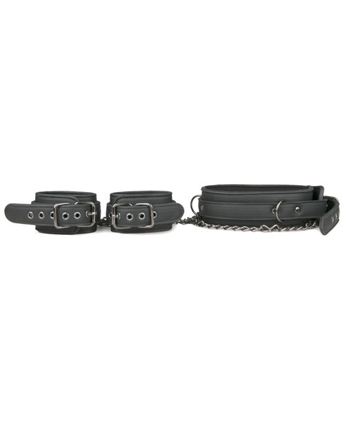 Easy Toys Faux Leather Collar W-anklecuff - Black