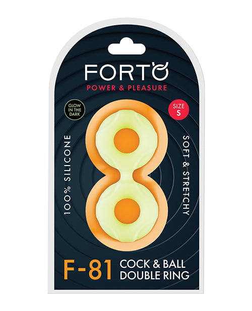 Forto F-81 44mm Double Ring Liquid Silicone Cock Ring - Glow In The Dark