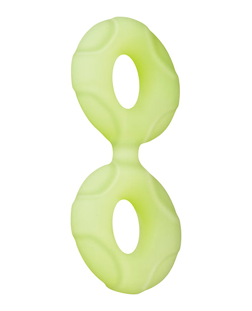 Forto F-81 44mm Double Ring Liquid Silicone Cock Ring - Glow In The Dark