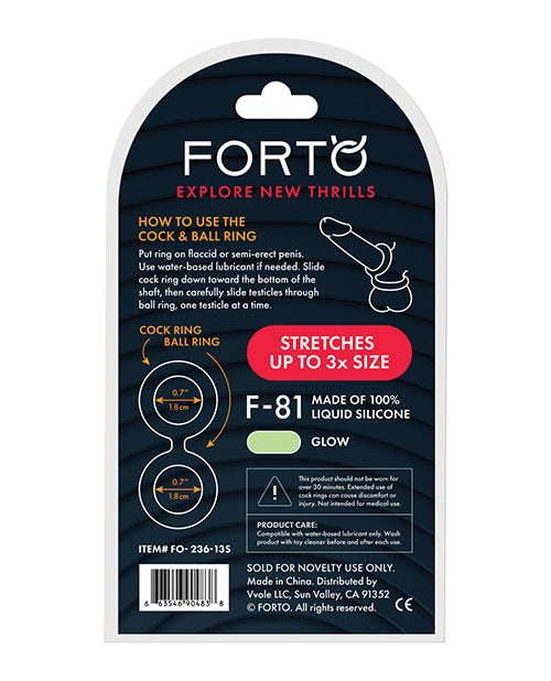 Forto F-81 44mm Double Ring Liquid Silicone Cock Ring - Glow In The Dark