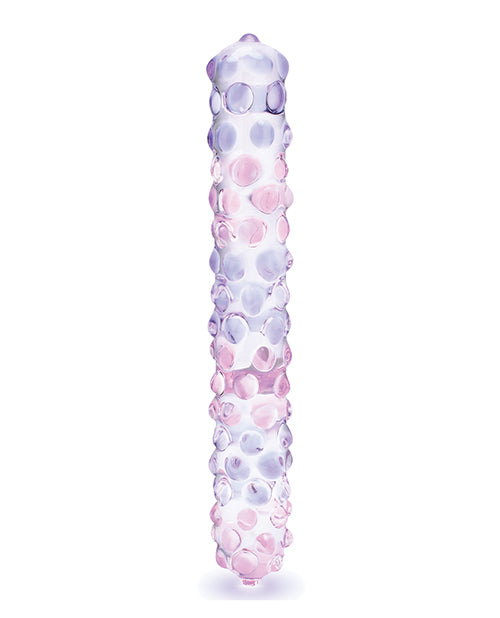 Glas 9" Purple Rose Nubby Glass Dildo - Purple-pink
