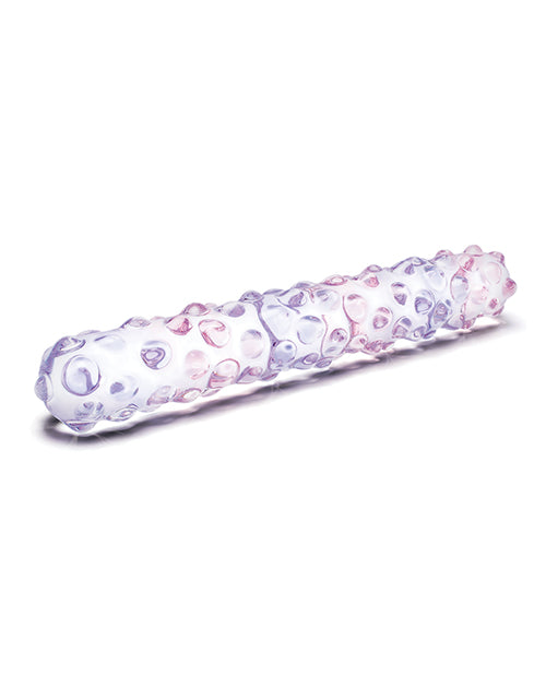 Glas 9" Purple Rose Nubby Glass Dildo - Purple-pink