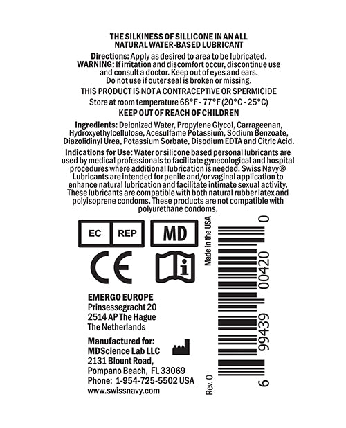 Swiss Navy All Natural Lubricant - 1 Oz Bottle