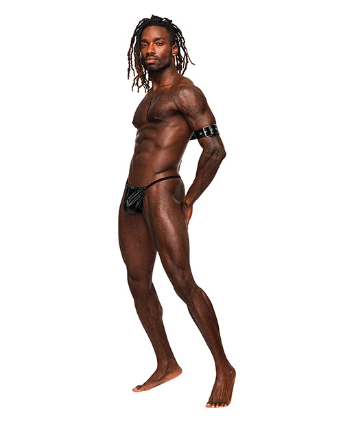 Pisces Pu Leather Bicep & Back Harness Black O-s