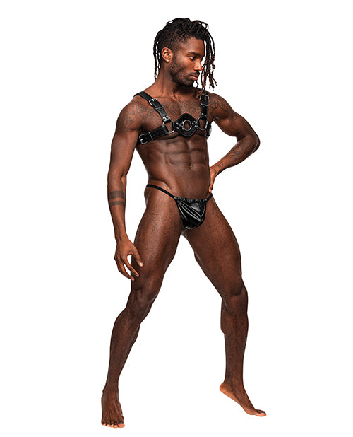 Libra Pu Leather Chest Harness Black O-s