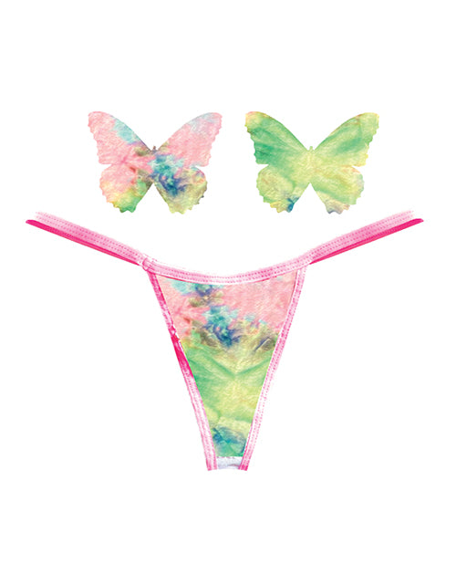 Neva Nude Naughty Knix Rainbow Sherbet Velvet G-string & Pasties - (color Varies) Multi O-s