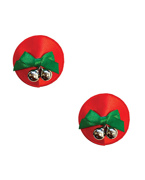 Neva Nude Burlesque Jingle Deez Bells Reusable Silicone Pasties - Red O/s