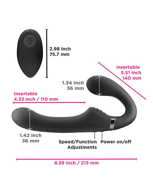 Shishi Midnight Rider Rechargeable Strapless Strap On W-remote - Black