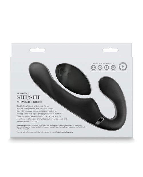 Shishi Midnight Rider Rechargeable Strapless Strap On W-remote - Black