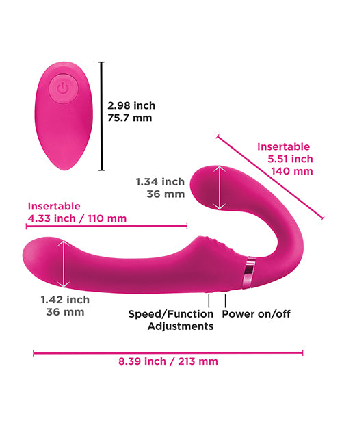 Shishi Midnight Rider Rechargeable Strapless Strap On W-remote - Pink