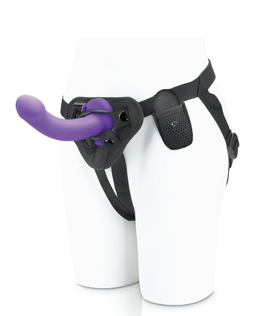 Pegasus 6" Rechargeable Curved Peg W-adjustable Harness & Remote Set - Purple