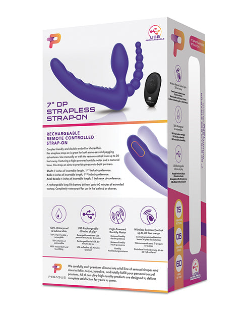 Pegasus 7" Strapless Strap On W-remote - Purple