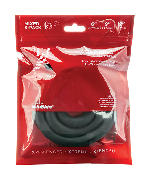 Xplay Gear 6", 9" & 12" Ultra Wrap Rings - Pack Of 3 Black