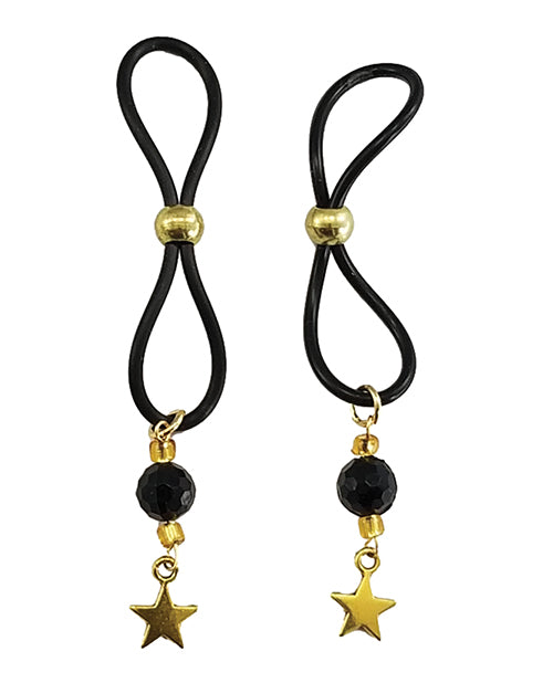 Bijoux De Nip Nipple Halos W-gold Stars - Black