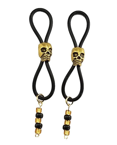 Bijoux De Nip Nipple Halos W-gold Skulls - Black