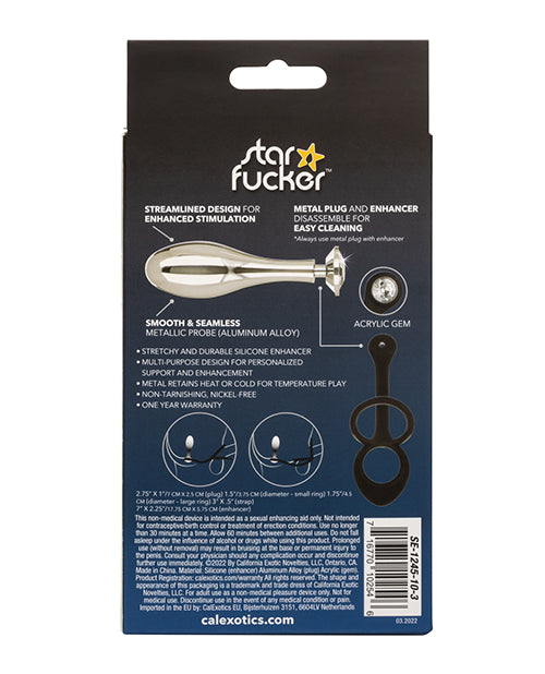 Star Fucker Teardrop Gem Plug W-silicone Enhancer - Black