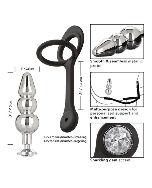 Star Fucker Beaded Gem Plug W-silicone Enhancer - Black