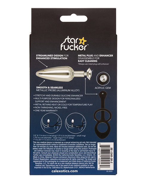 Star Fucker Slim Gem Plug W-silicone Enhancer - Black