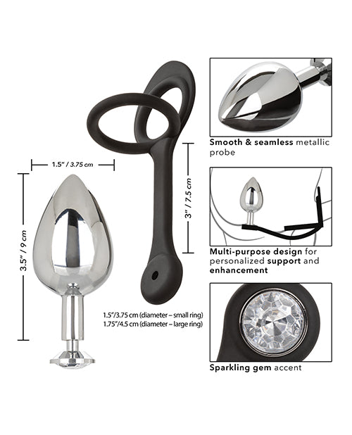 Star Fucker Xl Teardrop Gem Plug W-silicone Enhancer - Black