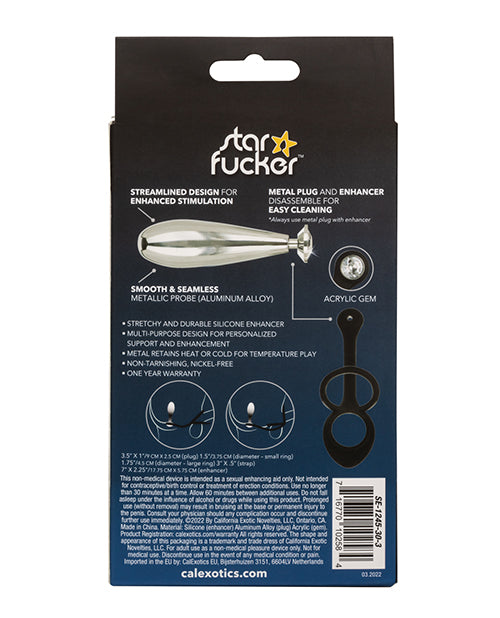 Star Fucker Glider Gem Plug W-silicone Enhancer - Black