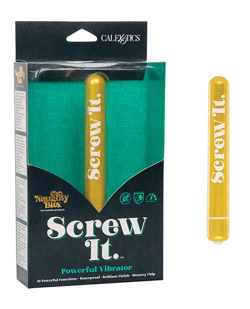 Naughty Bits Screw It. Powerful Vibrator - Gold