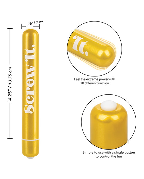 Naughty Bits Screw It. Powerful Vibrator - Gold