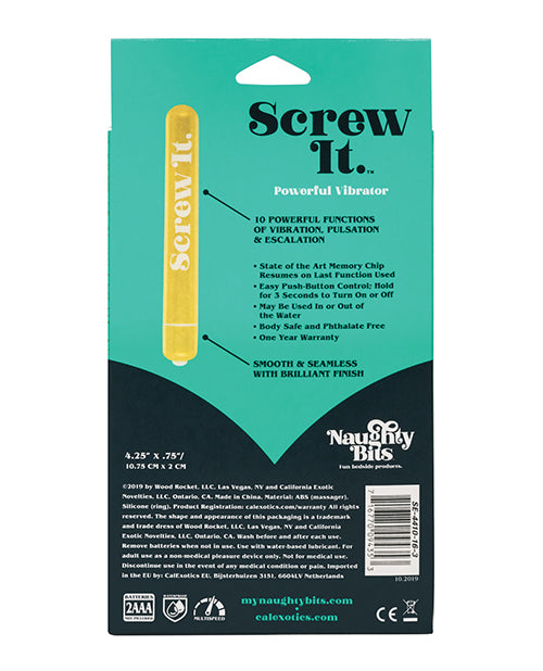 Naughty Bits Screw It. Powerful Vibrator - Gold