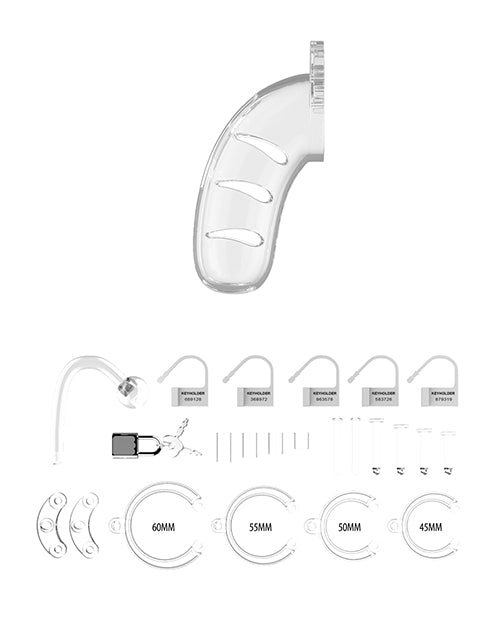 Shots Man Cage 4.5" Cock Cage W-plug 11 - Clear
