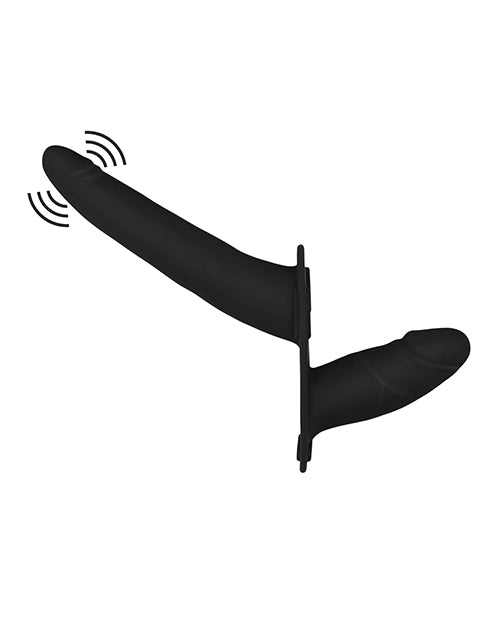 Shots Ouch Double Vibrating Silicone Strap On - Black