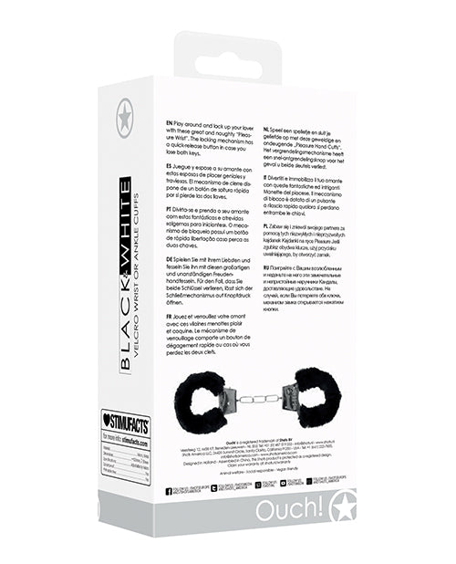 Shots Ouch Black & White Velcro Hand/ankle Cuffs - Black