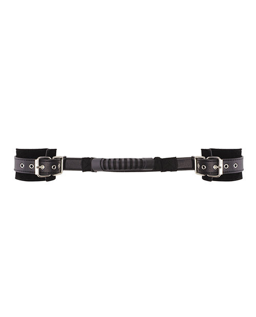 Shots Ouch Black & White Bonded Leather Hand Cuffs W-handle - Black