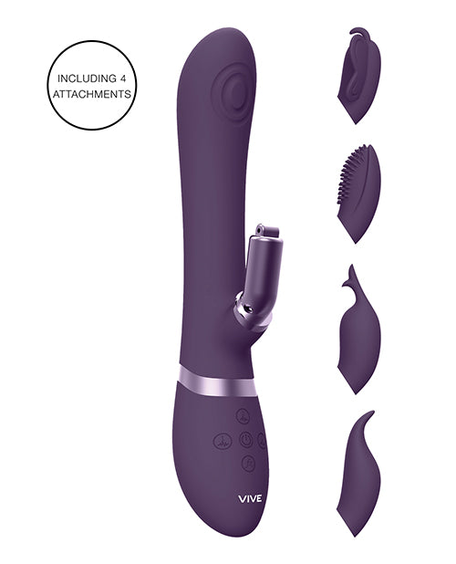 Shots Vive Etsu Pulse G-spot Rabbit W-interchangeable Clitoral Attachments - Purple