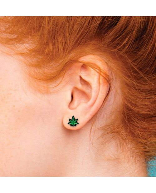 Wood Rocket Weed Earrings - Green