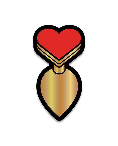 Wood Rocket Sex Toy Heart Butt Plug Pin - Red-gold