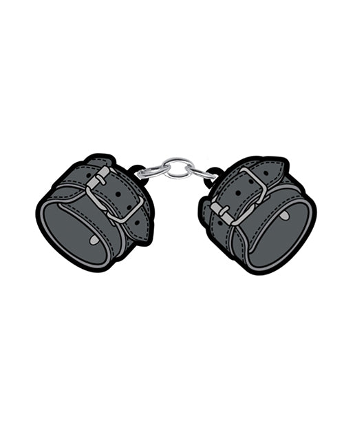 Wood Rocket Sex Toy Leather Handcuffs Large Pin - Black