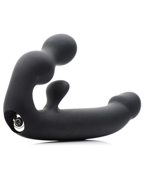 Strap U Tri-volver 7x Vibrating Strapless Strap On - Black
