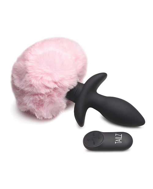 Tailz Waggerz Moving & Vibrating Bunny Tail Anal Plug W-remote - Pink-black