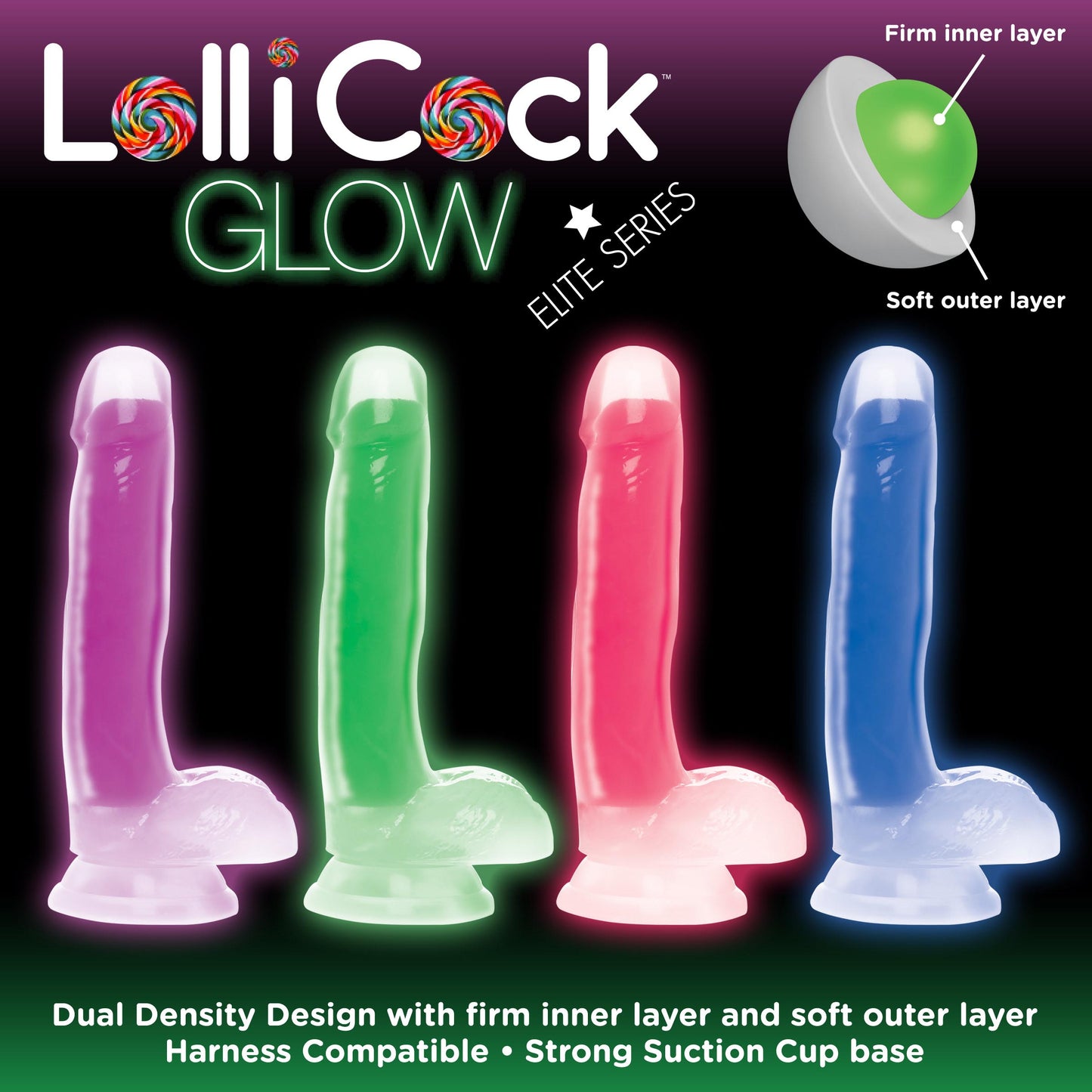 7 Inch Glow-in-the-dark Silicone Dildo With Balls