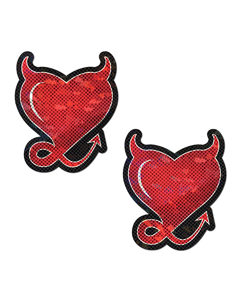 Pastease Premium Premium Devil Glitter Hearts W-horns & Tail - Red O-s